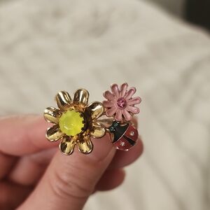 Vintage Betsey Johndon Floral and Ladybug Ring